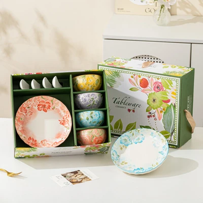 Four seasons flower-4 bowls, 4 spoons, 2 plates [10 sets/box]