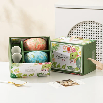 Four seasons flower-2 bowls and 2 spoons [40 sets/box]
