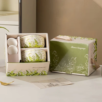 Lily of the valley-2 bowls and 2 spoons [40 sets/box]