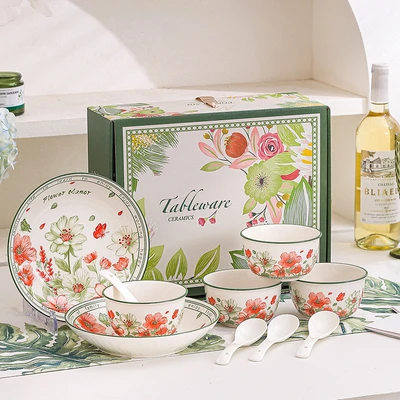 Flowers-4 bowls, 4 spoons, 2 plates [10 sets/box]