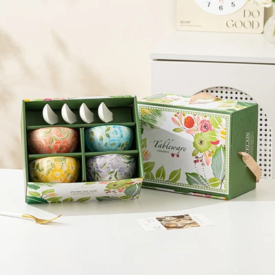 Four seasons flower-4 bowls and 4 spoons [20 sets/box]