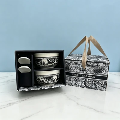 Black rose-2 bowls and 2 spoons [40 sets/box]