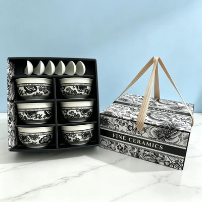 Black rose-6 bowls and 6 spoons [20 sets/box]