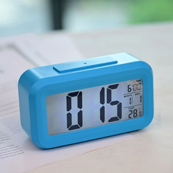Blue Digital Alarm Clock-Smart Night Light Table Clock