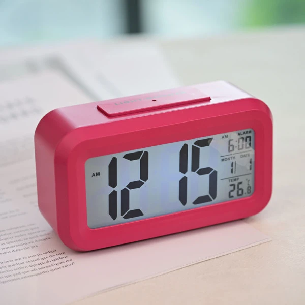 Rose Red Digital Alarm Clock-Smart Night Light Table Clock