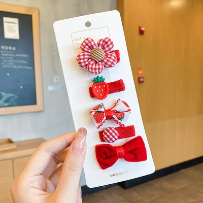 22#Red five-petal flower 5-piece set