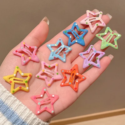 2#Light blue polka dot star clip combination