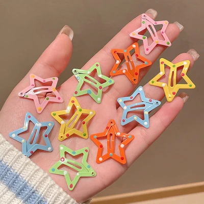 4#Orange polka dot star clip