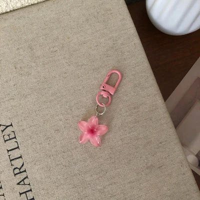 Color transparent daisy key chain "rose red]