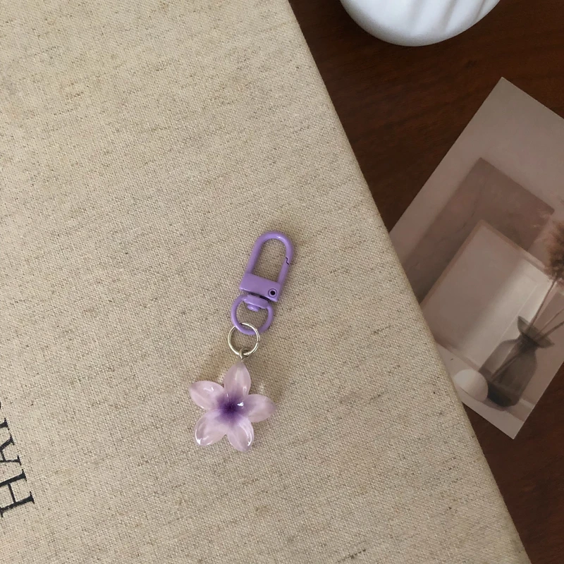 Colorful Transparent Small Flower Keychain Women's Ins Style Cute Key Pendant Bag Hanging Accessories Headset Bag Decoration