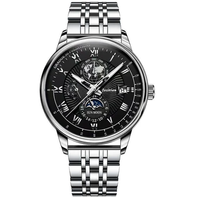Silver shell black surface steel belt