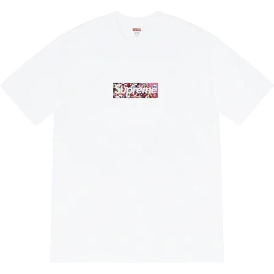 Supreme × takashi murakami joint charity auction sunflower round neck short-sleeved american trendy t-shirt for men and women, white