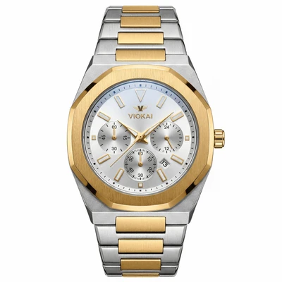 Golden dial with white markings