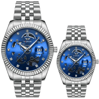 White case, blue dial