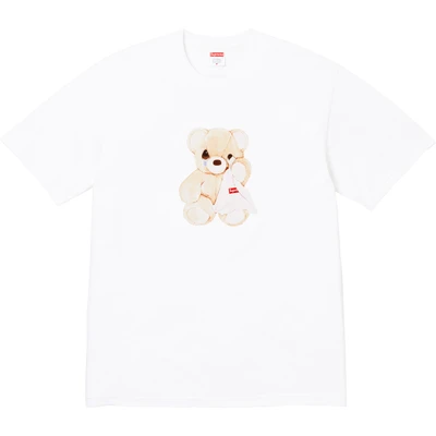 Supreme ss25bearprinting graphic crew neck t-shirt for men and women white