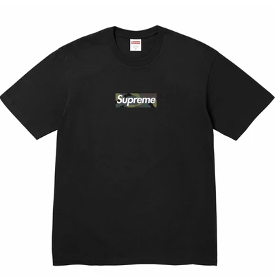 Supreme fw23 fall and winter series chest logo pure color short-sleeved american trendy t-shirt for men and women, black