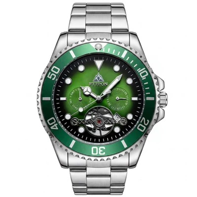 White case with gradient green dial