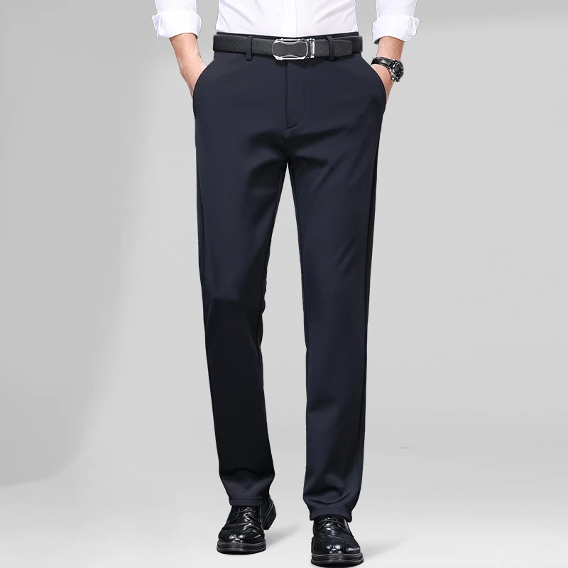 High-End Autumn Thick Stretch Casual Pants for Men 2026 New Business Formal Trousers Loose Straight Pants for Men