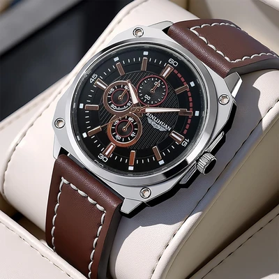 [men's watch brown leather]