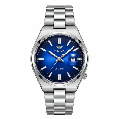 Silver case with gradient blue dial