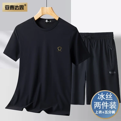 6702 round neck suit dark blue with shorts