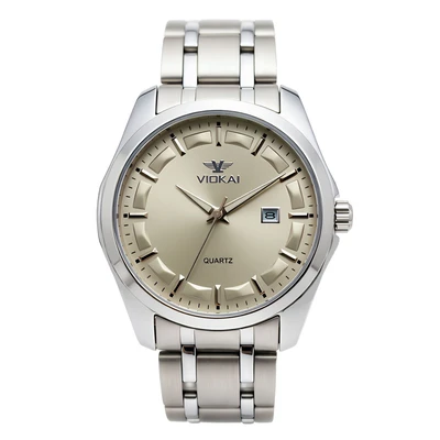 White case, champagne gray dial