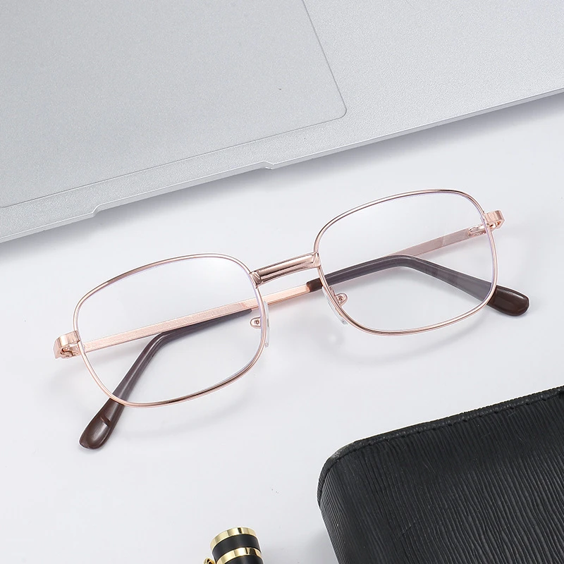 Metal anti-blue light reading glasses, resin high-definition, stylish, ultra-light, senior-friendly, anti-fatigue, presbyopia reading glasses