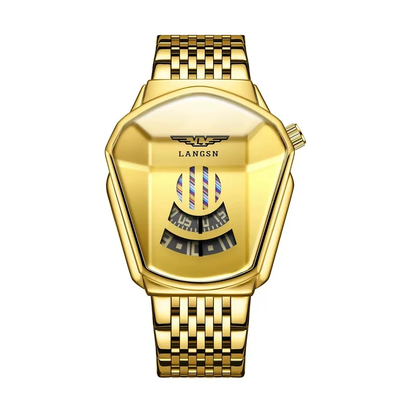 Men's Watch Cross-Border Popular Diamond Concept Business Waterproof Steel Band Fully Automatic Quartz Watch Douyin Dropshipping Wholesale