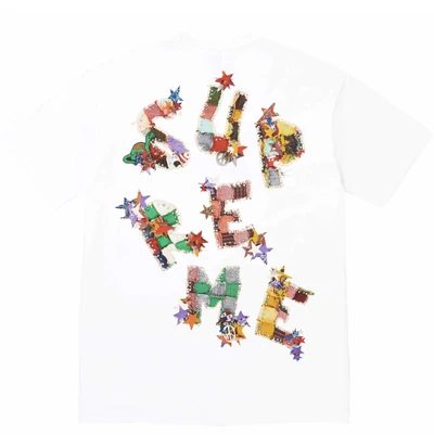 Supreme ss24letterprinting round neck short-sleeved american trendy t-shirt for men and women, same style white