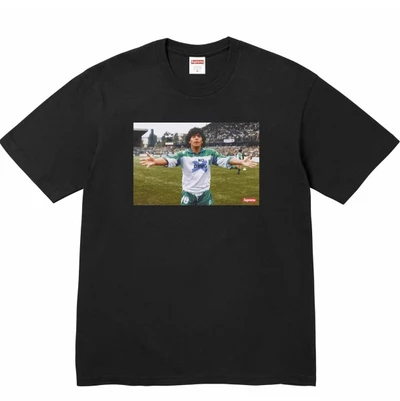 Supreme ss24 maradona no drug character tee round neck jersey short-sleeved american trendy t-shirt, same style for men and women, black