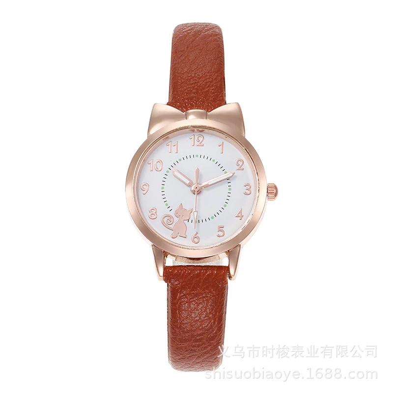 Cross-border explosions children's watches girls girls belt cute bow digital kitten student watches spot batch
