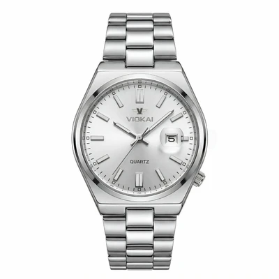 Silver case, white dial
