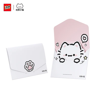 【greeting card】line art kitten foldable