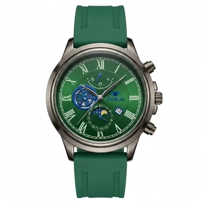 Gunmetal case, green dial