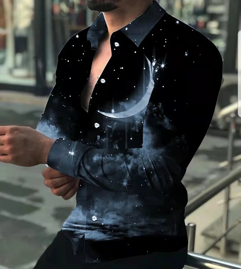 2023 cross-border new Dragon 3D printing spring and summer men's long sleeve flower shirt fashion casual shirt factory direct sales