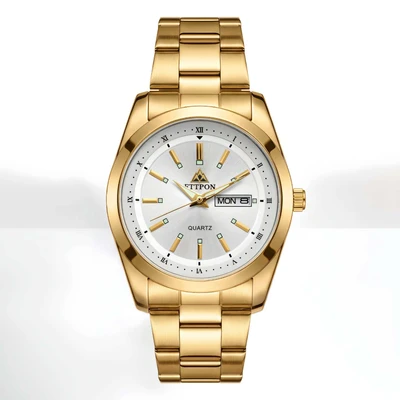 Gold-tone white dial