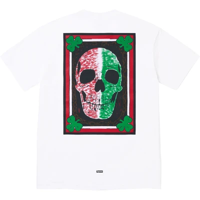 Supreme × mike kelley joint model ss26 back skull clover printing short-sleeved t-shirt for men and women white