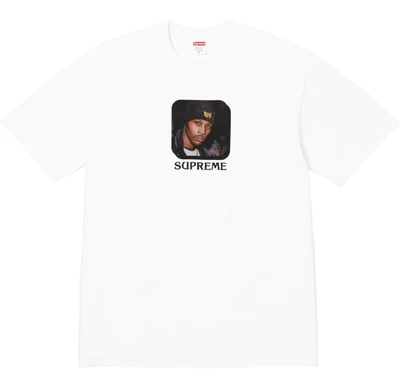 Supreme x wu-tang clan joint model fw25 character printing pattern round neck short-sleeved t-shirt, same style for men and women white