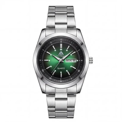 Silver-white gradient green dial