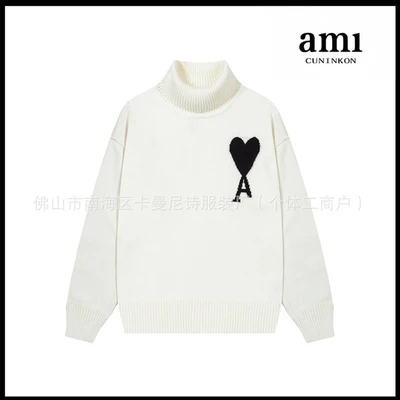 White with black heart [a12 high neck jacquard]