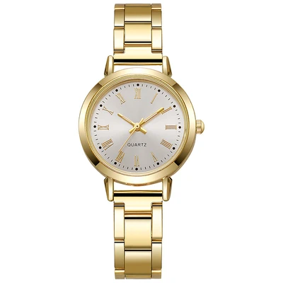 Gold case, white dial, roman numerals