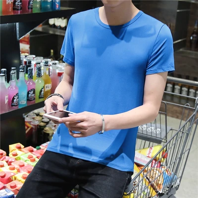 Colorful blue round neck