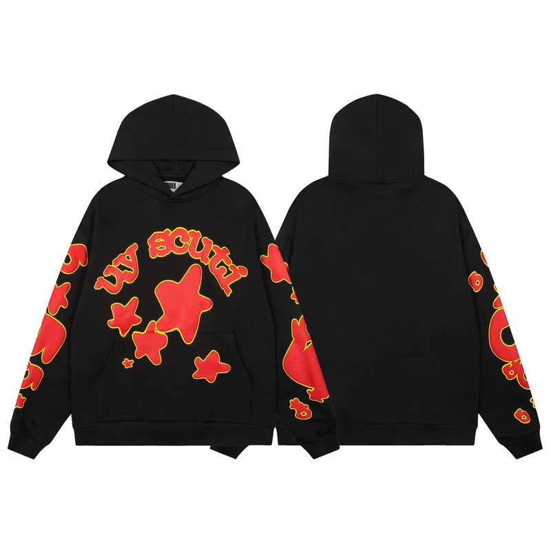 Foreign Trade Sp1Der Hip-Hop Singer Style Foam Letter 555 Couple Hoodie Pink Sweatshirt