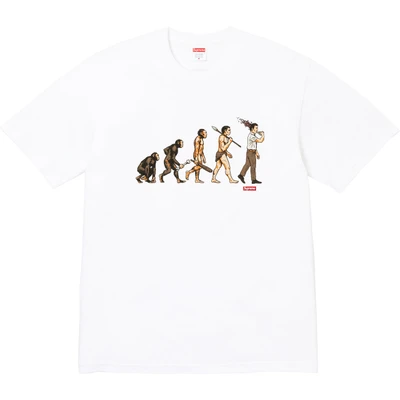 Supreme ss26 evolution pattern printing short sleeve t-shirt men and women same style white