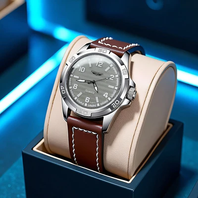[men's watch brown leather]