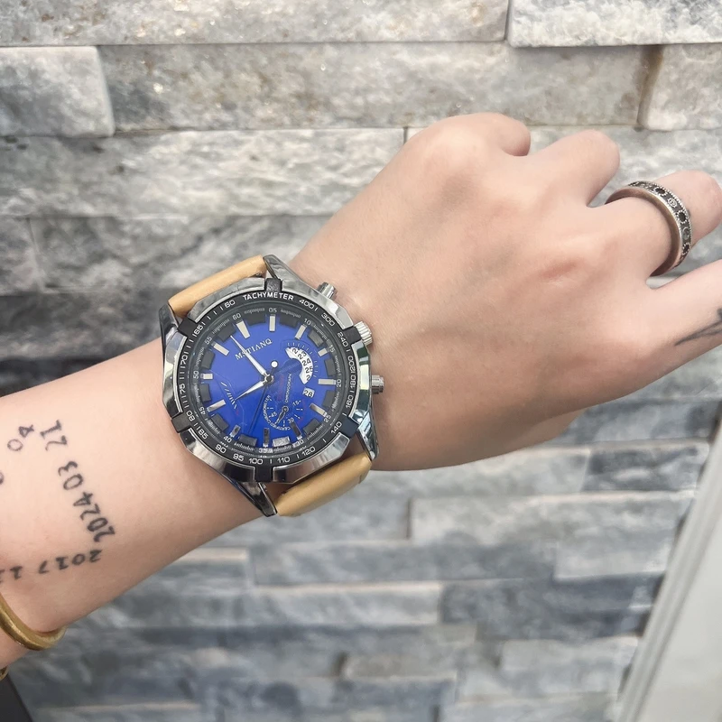 Swiss New Watch Men's Quartz Watch Fashion Sports High Color Value Trendy Calendar Watch Korean Non-mechanical Watch