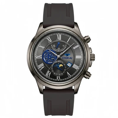 Gunmetal case, black dial