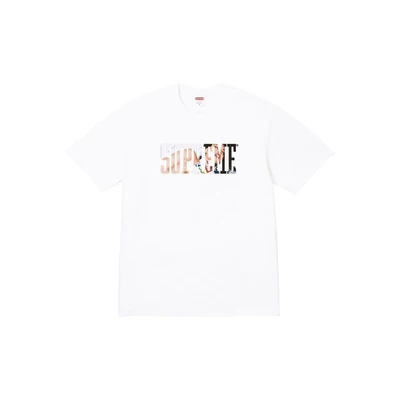 In stock supreme 24fw tera patrick tee female model colorfulprintinglogo short sleeve t-shirt white