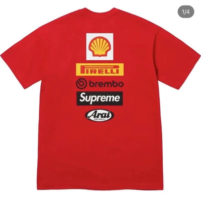 Supreme x ducati joint model ss24 back logo logo printing short-sleeved t-shirt for men and women, red