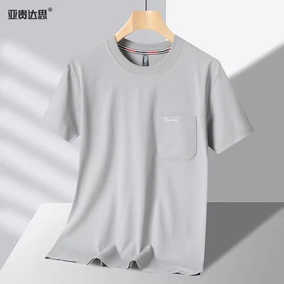 2028 cotton short sleeve round neck light gray